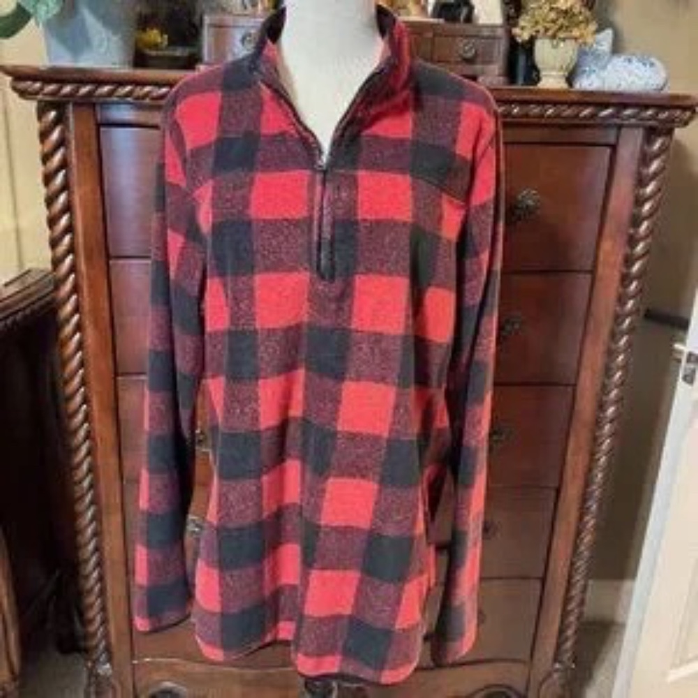 PENDLETON Men's Buffalo Check Plaid Quarter Zip Pullover Size L